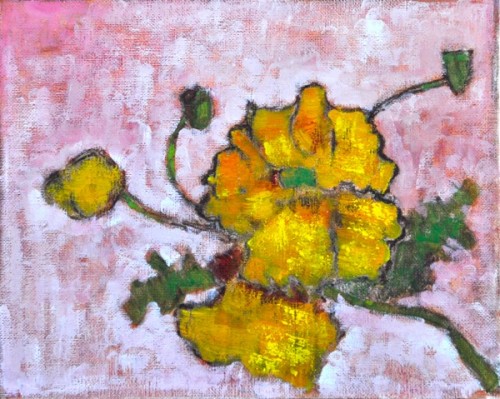 Yellow California Wildflower Painting